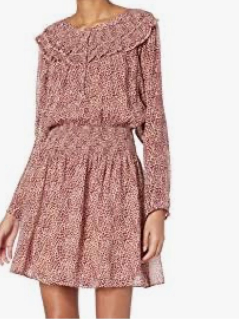 Joie Dusty Rose Ruffled‎ Long-Sleeve Mini Dress 100% silk